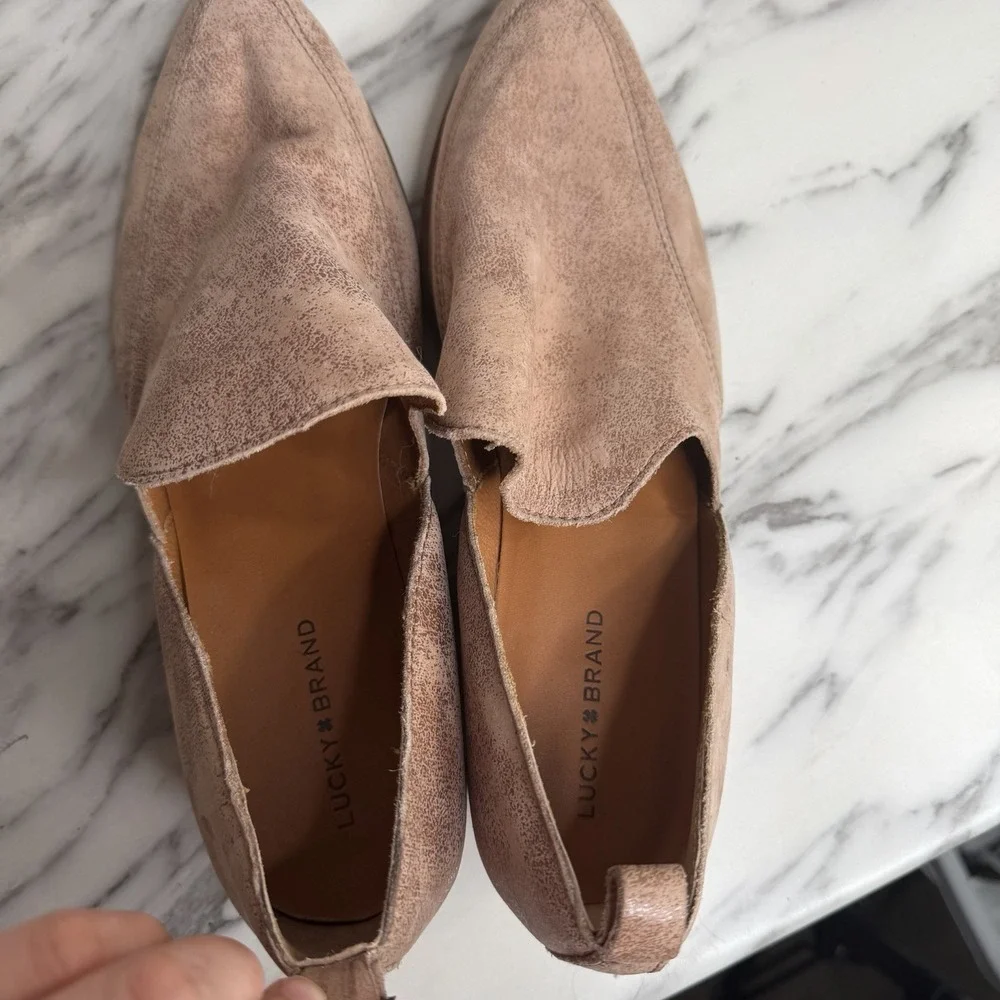 LUCKY BRAND Mahzan Sz 9 M Pointed Toe Loafers Block Heel Leather Western Booties